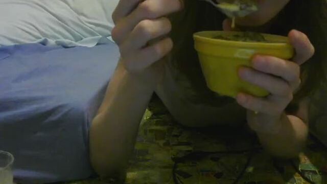 girl enjoys eating  scat custard and pudding Scat Porn